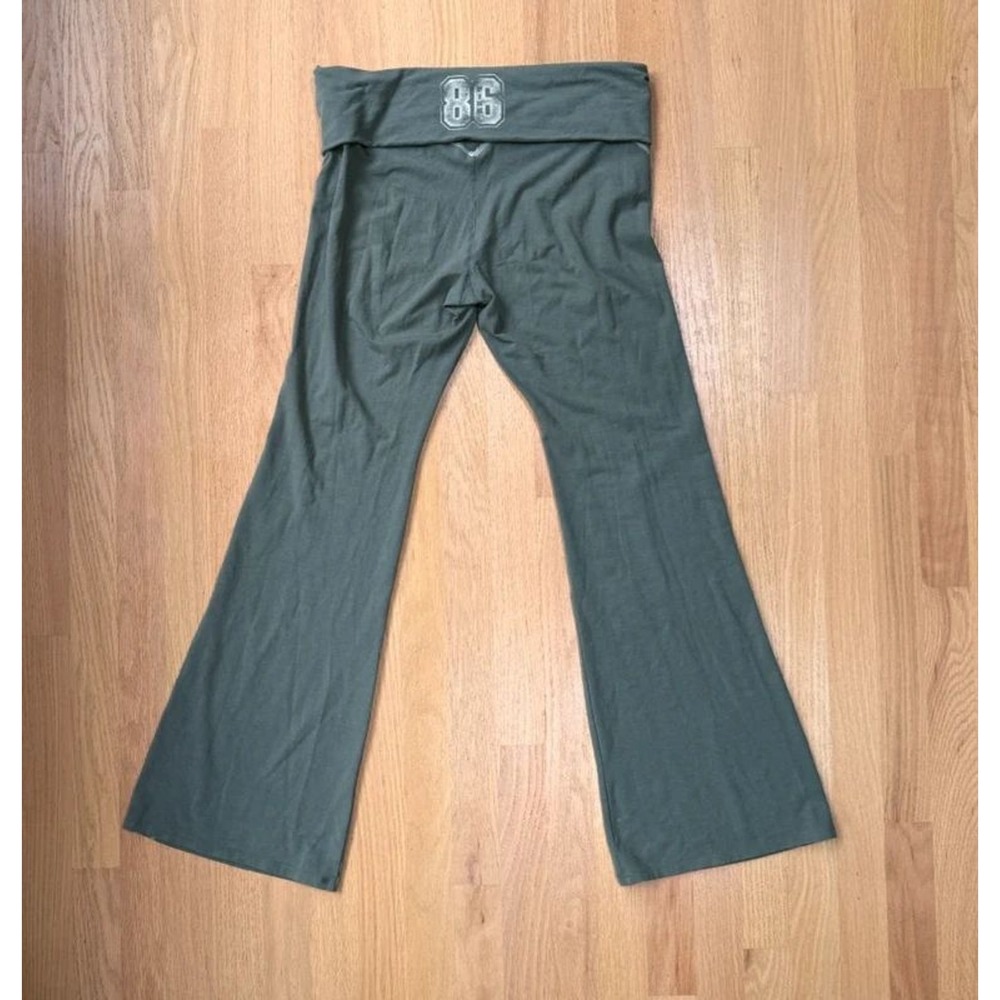 PINK Victoria's Secret Foldover Flare Sweatpants Olive Green
